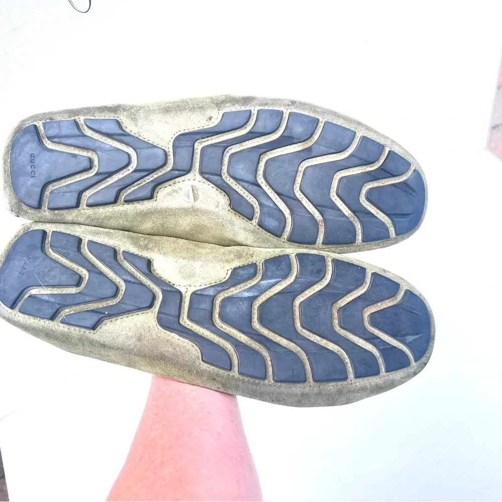Gucci Olive Green Suede Loafers